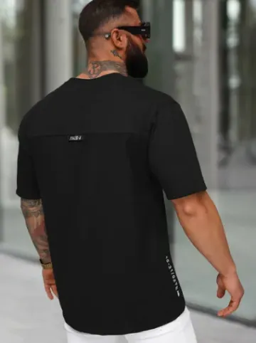 T-shirt męski loose fit czarny O/QQ1185^Ozonee Outlet