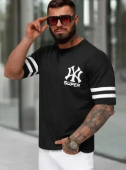 T-shirt męski loose fit czarny JS/8B1372/3^Ozonee New
