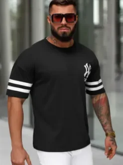 T-shirt męski loose fit czarny JS/8B1372/3^Ozonee New