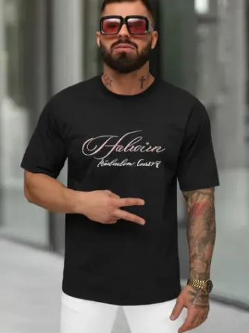 T-shirt męski loose fit czarny O/YN2/632^Ozonee Sale