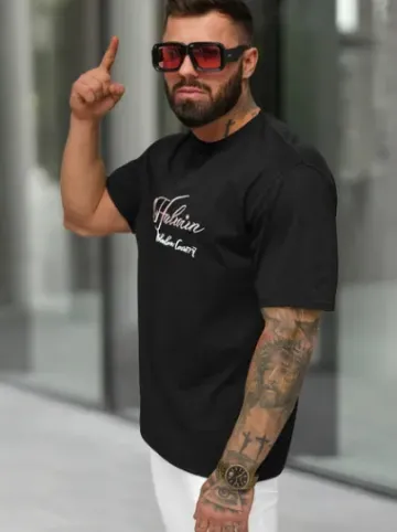 T-shirt męski loose fit czarny O/YN2/632^Ozonee Sale