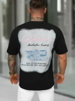 T-shirt męski loose fit czarny O/YN2/632^Ozonee Sale