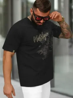 T-shirt męski loose fit czarny O/YN2/631^Ozonee Discount