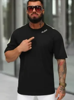 T-shirt męski loose fit czarny O/QQ1195^Ozonee Fashion