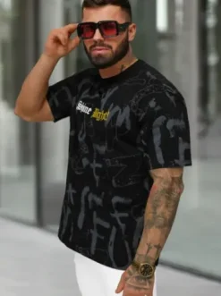 T-shirt męski loose fit czarny O/YN2/621^Ozonee Best