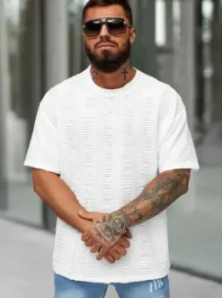 T-shirt męski oversize biały O/B1149^Ozonee Fashion