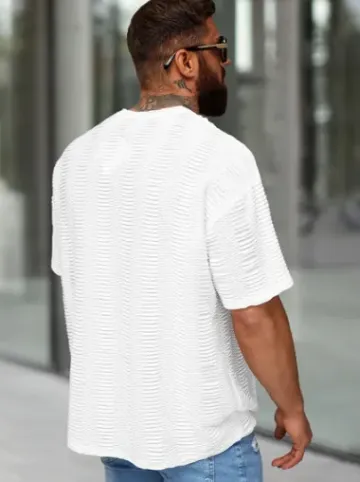 T-shirt męski oversize biały O/B1149^Ozonee Fashion