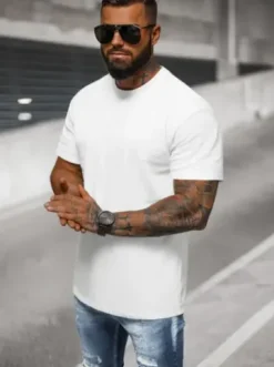 T-shirt męski oversize biały NB/MT3098^Ozonee Clearance