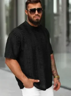 T-shirt męski oversize czarny O/B1149^Ozonee New