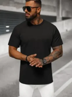 T-shirt męski oversize czarny NB/MT3098^Ozonee Discount