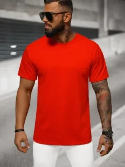 T-shirt męski oversize czerwony NB/MT3098^Ozonee Fashion
