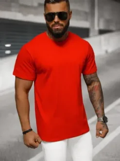 T-shirt męski oversize czerwony NB/MT3098^Ozonee Fashion