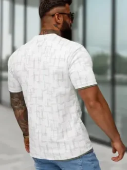 T-shirt męski regular fit biały O/QQ1535^Ozonee Discount