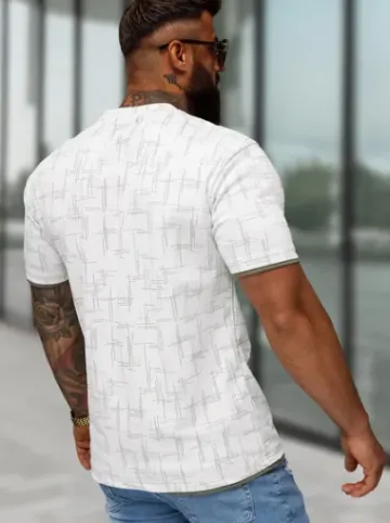 T-shirt męski regular fit biały O/QQ1535^Ozonee Discount