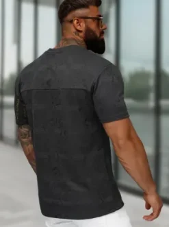 T-shirt męski regular fit czarny O/QQ1568^Ozonee Discount