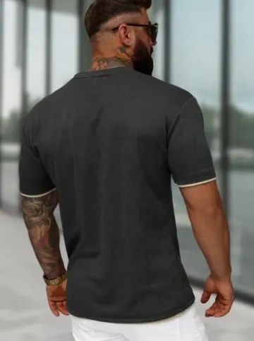 T-shirt męski regular fit czarny O/QQ1535^Ozonee Discount
