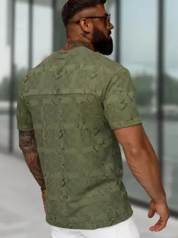 T-shirt męski regular fit khaki O/QQ1568^Ozonee Best