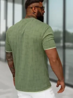 T-shirt męski regular fit khaki O/QQ1535^Ozonee Online