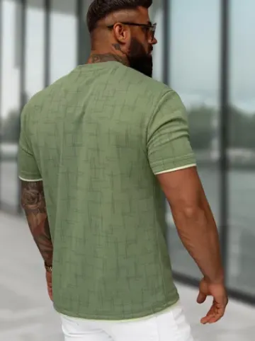T-shirt męski regular fit khaki O/QQ1535^Ozonee Online