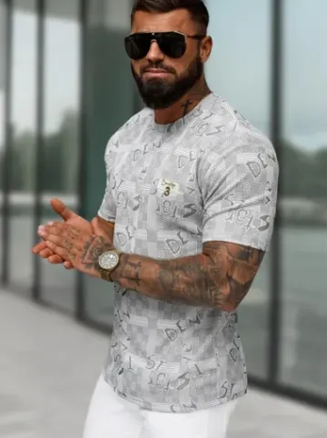 T-shirt męski regular fit szary O/QQ1568^Ozonee Best