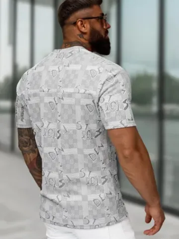 T-shirt męski regular fit szary O/QQ1568^Ozonee Best
