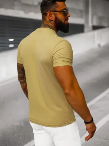 T-shirt męski slim fit beżowy NB/MT3001^Ozonee Outlet
