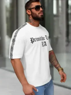 T-shirt męski slim fit biały JS/8B1380/1^Ozonee Discount