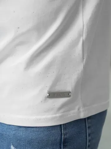 T-shirt męski slim fit biały O/QQ1390^Ozonee Hot