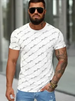 T-shirt męski slim fit biały O/QQ1323^Ozonee Online