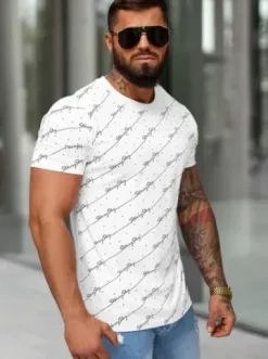 T-shirt męski slim fit biały O/QQ1323^Ozonee Online