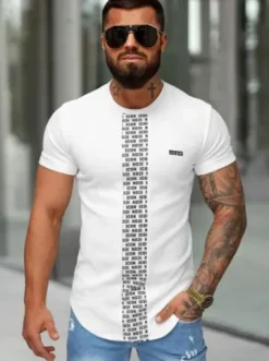 T-shirt męski slim-fit biały O/B1211^Ozonee Clearance