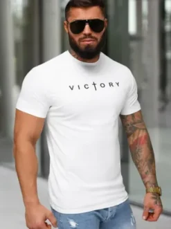 T-shirt męski slim fit biały NB/MT3138^Ozonee New