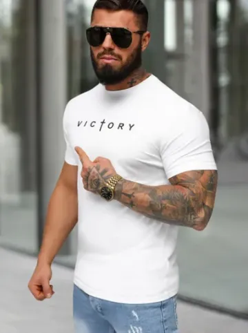 T-shirt męski slim fit biały NB/MT3138^Ozonee New