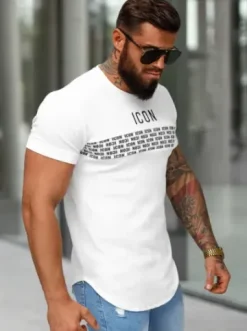 T-shirt męski slim-fit biały O/B1215^Ozonee Online