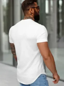 T-shirt męski slim-fit biały O/B1215^Ozonee Online