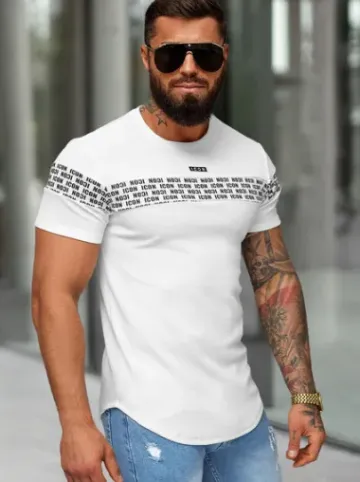 T-shirt męski slim-fit biały O/B1216^Ozonee Hot