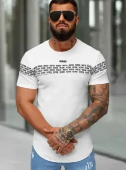 T-shirt męski slim-fit biały O/B1216^Ozonee Hot