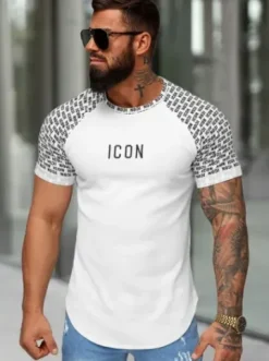 T-shirt męski slim-fit biały O/B1212^Ozonee Hot