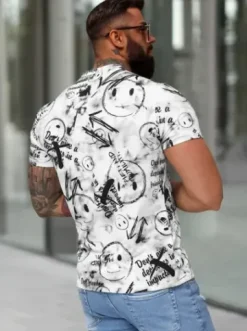 T-shirt męski slim fit biały JS/8T1733/1^Ozonee Fashion