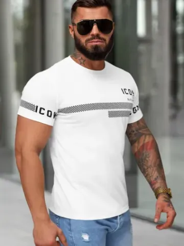 T-shirt męski slim fit biały JS/8B1701/1^Ozonee Sale