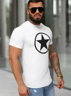 T-shirt męski slim fit biały NB/MT3151^Ozonee New