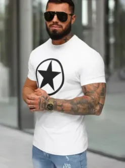 T-shirt męski slim fit biały NB/MT3151^Ozonee New