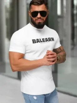 T-shirt męski slim fit biały NB/MT3135^Ozonee Outlet