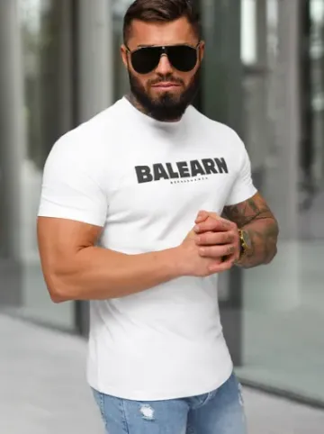T-shirt męski slim fit biały NB/MT3135^Ozonee Outlet