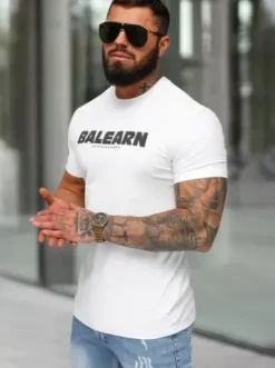 T-shirt męski slim fit biały NB/MT3135^Ozonee Outlet