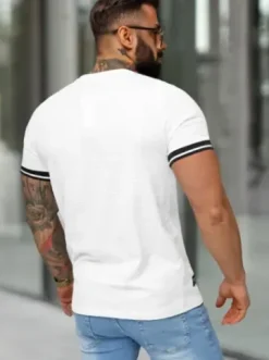T-shirt męski slim fit biały O/QS11628^Ozonee New