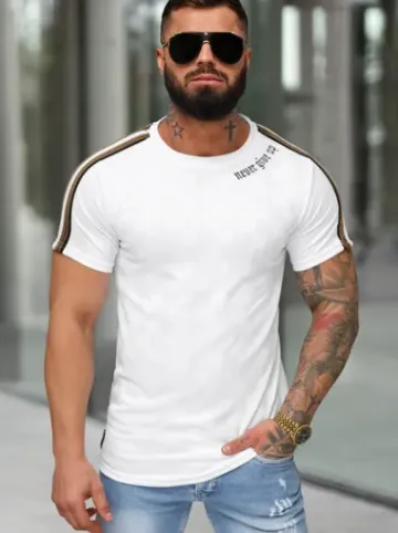 T-shirt męski slim fit biały O/QS11621^Ozonee Sale