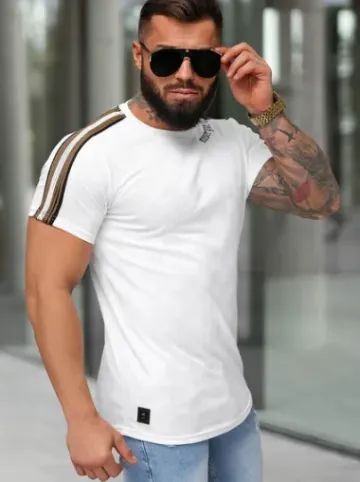 T-shirt męski slim fit biały O/QS11621^Ozonee Sale