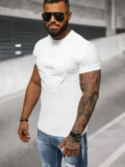 T-shirt męski slim fit biały NB/MT3103^Ozonee Hot