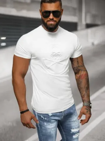 T-shirt męski slim fit biały NB/MT3103^Ozonee Hot